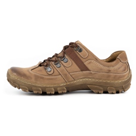 Olivier Scarpe da trekking in pelle da uomo 213GT marrone beige 1