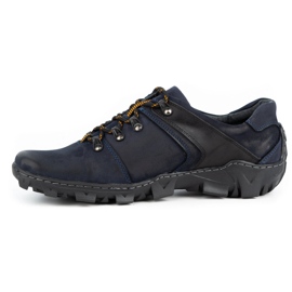 Olivier Scarpe da trekking da uomo in pelle 214GT blu navy nero 1