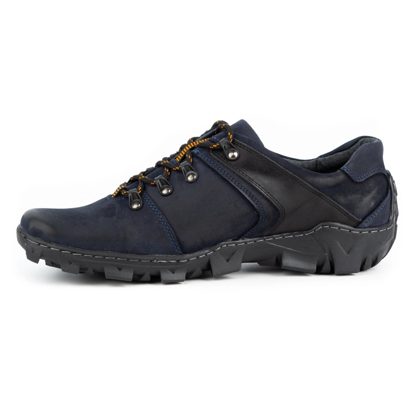 Olivier Scarpe da trekking da uomo in pelle 214GT blu navy nero 1
