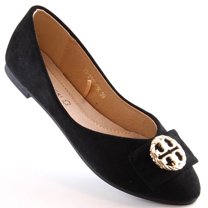 Ballerine nere da donna in camoscio con tacco basso Potocki BB23004 nero 1