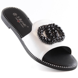 Ciabatte basse da donna comode con zirconi argento S.Barski Kv 520-30 1