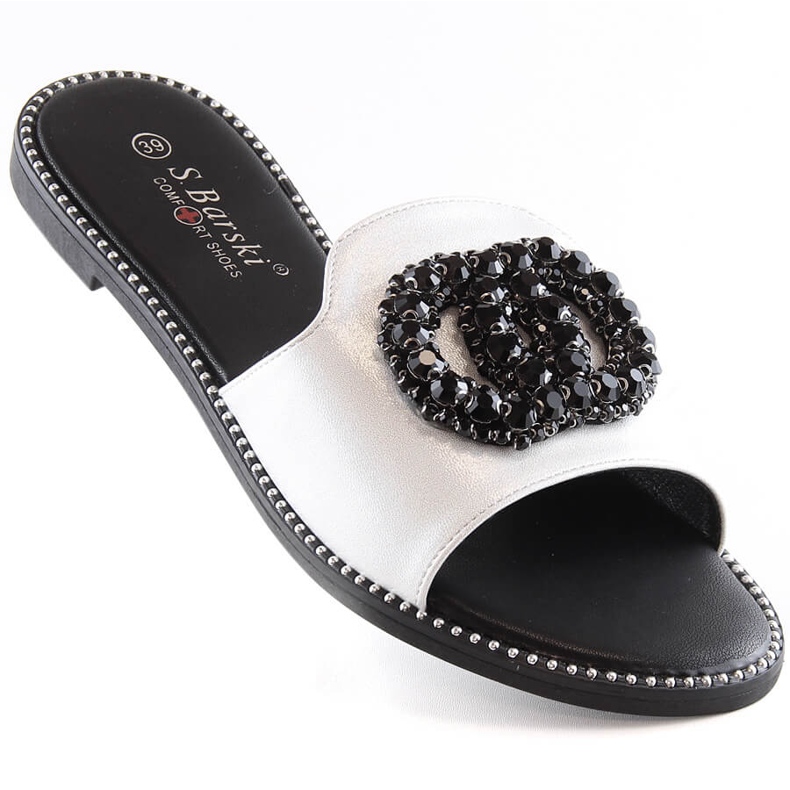 Ciabatte basse da donna comode con zirconi argento S.Barski Kv 520-30 1