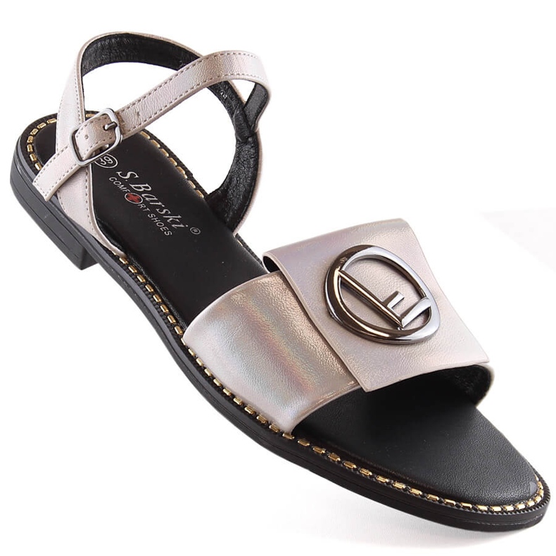 Sandali comodi piatti da donna beige lucido S.Barski Kv 2775-45 1