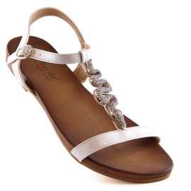 Sandali bassi comodi da donna con serpente argento S.Barski Kv 5541-42 1