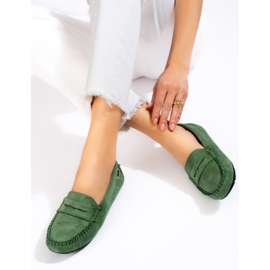 Mocassini da donna in camoscio verde Shelovet 1