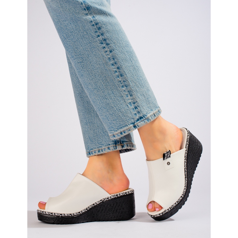 Pantofole con zeppa Shelovet bianche da donna bianca 1