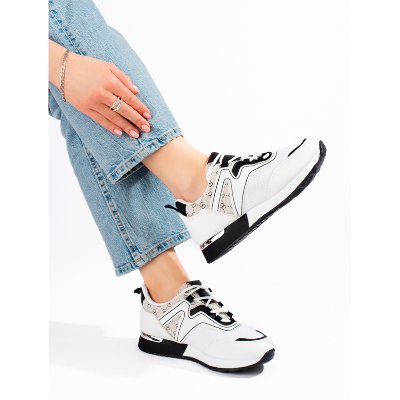 Scarpe sportive da donna bianche nere Shelovet bianco 2