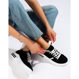 Sneakers nere con suola spessa di Shelovet nero 1