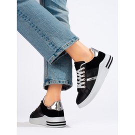 Sneakers nere con suola spessa di Shelovet nero 2