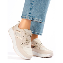Sneakers beige da donna Shelovet 1