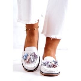 Evento Mocassini Da Donna In Pelle Con Frange Laressa Bianco 3