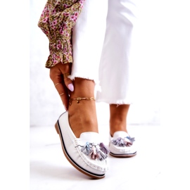 Evento Mocassini Da Donna In Pelle Con Frange Laressa Bianco 1