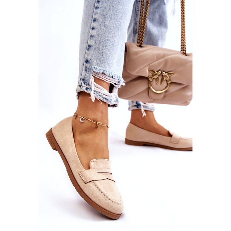 PS1 Comodi Mocassini da Donna in Pelle Scamosciata Beige Lucca 3