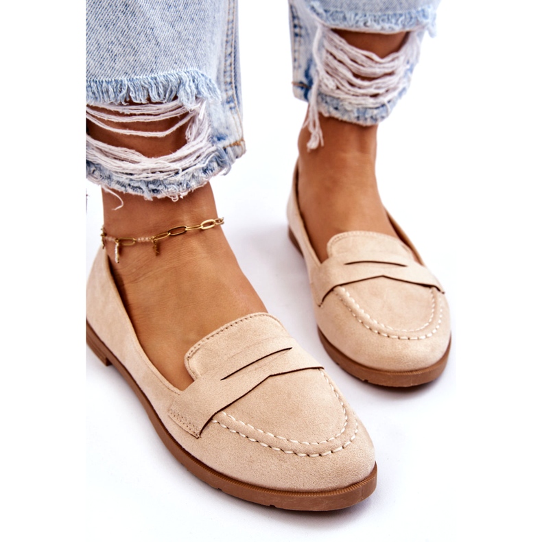 PS1 Comodi Mocassini da Donna in Pelle Scamosciata Beige Lucca 5