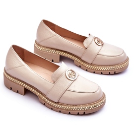 FILIPCZYK Mocassini Eleganti in Pelle Beige Chiaro con Decorazione 1