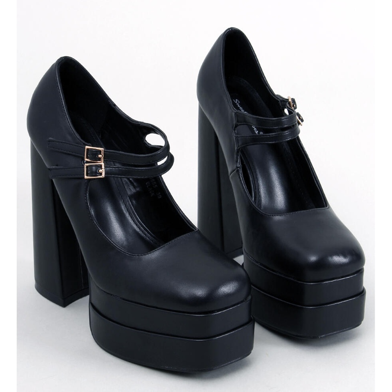Décolleté con plateau Loit Black grain nero 1