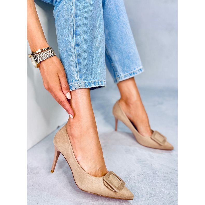 Décolleté su tacco a stiletto Fiona Khaki beige 1