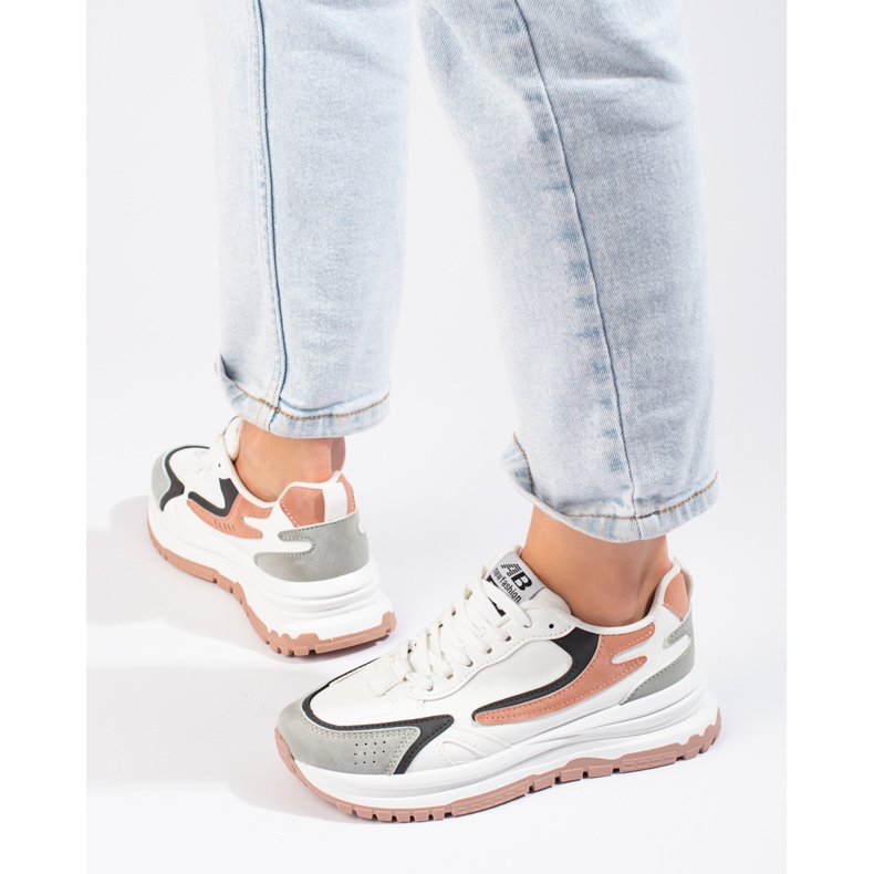 Sneakers da donna su suola spessa Shelovet bianco bianca 2