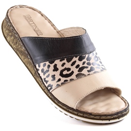 Comode pantofole da donna in pelle con stampa leopardata Artiker 52C0972 nero 1
