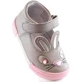 Ballerine da bambina Kornecki 6480 grigie con velcro grigio 1