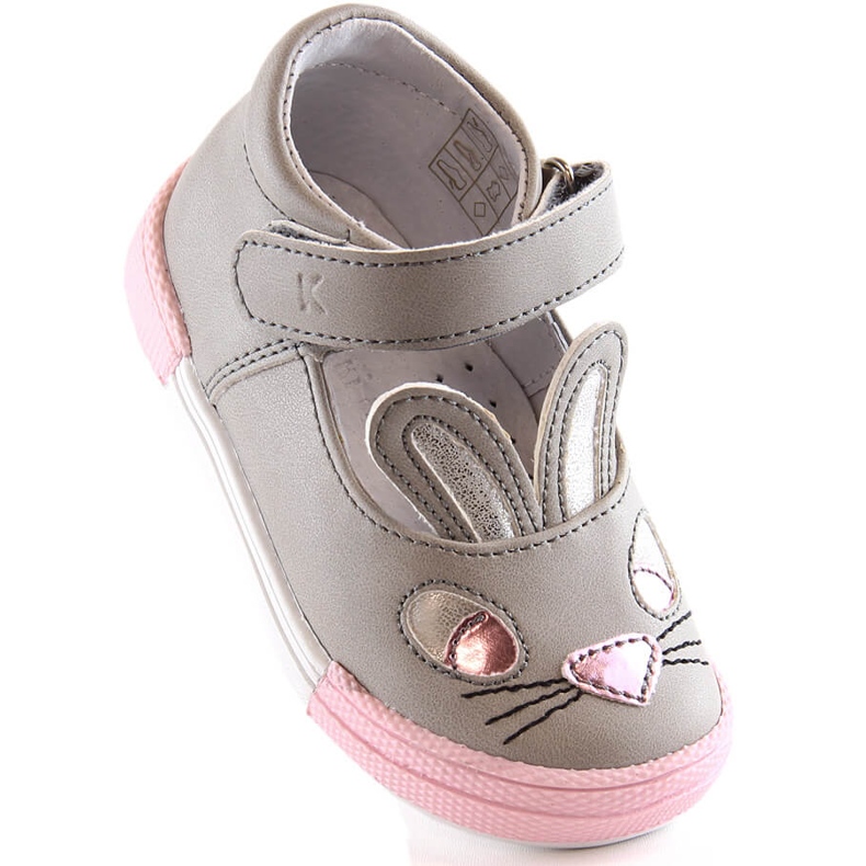 Ballerine da bambina Kornecki 6480 grigie con velcro grigio 1