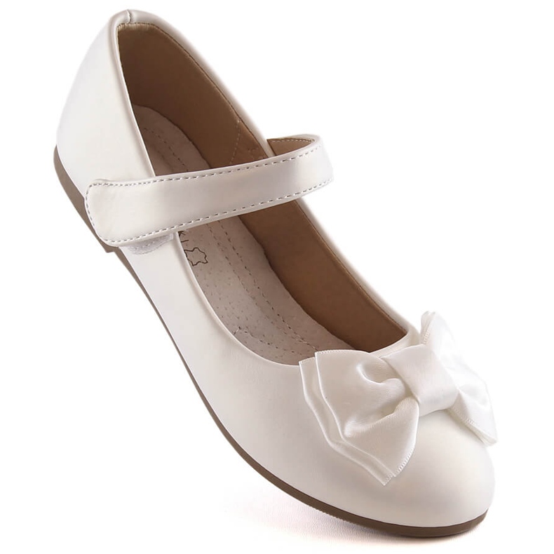 Ballerine da Prima Comunione da bambina con fiocco in velcro bianche Potocki BB23009 bianco 1