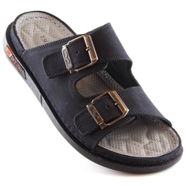 Comode pantofole da uomo in pelle con fibbie nere T.Sokolski Fs M01 nero 1
