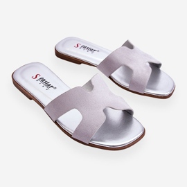 Pantofole Classiche Da Donna In Pelle Scamosciata Grigio Evana 1
