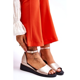 Vinceza Sandali con zeppa in pelle classici da donna Gold Truett d'oro 4