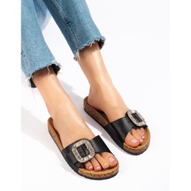 Comode pantofole nere da donna sulla piattaforma Shelovet nero 2