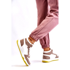 Scarpe Sportive, Sneakers Alte da Donna, Bianco e Beige 4