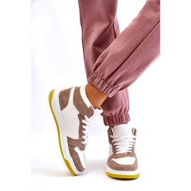 Scarpe Sportive, Sneakers Alte da Donna, Bianco e Beige 3