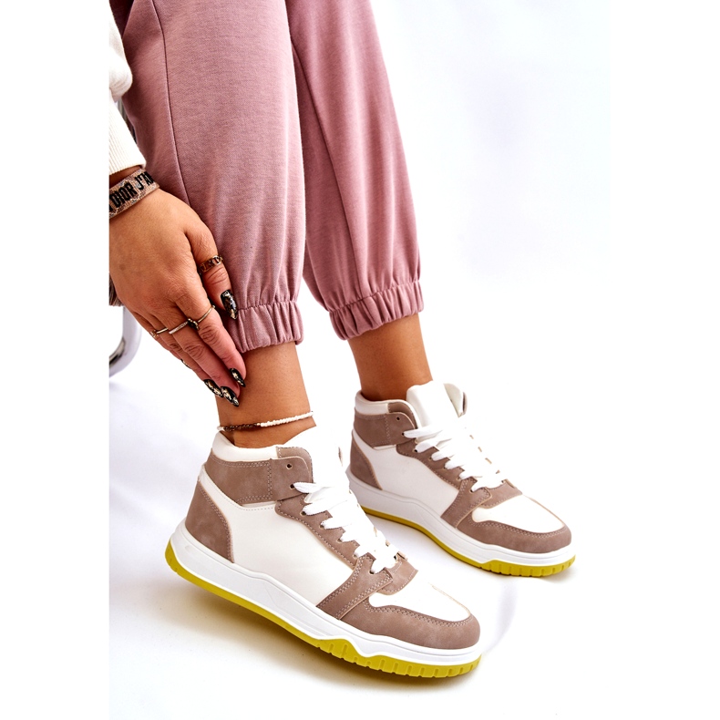 Scarpe Sportive, Sneakers Alte da Donna, Bianco e Beige bianca 1