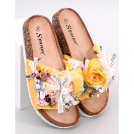 Pantofole in sughero con fiori Circus Yellow giallo 1