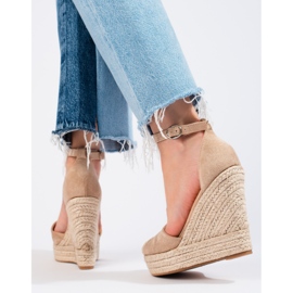 SHELOVET Eleganti espadrillas con zeppa beige 1