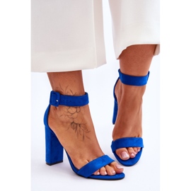 Sandali con tacco alto in pelle scamosciata Jacqueline blu scuro 1