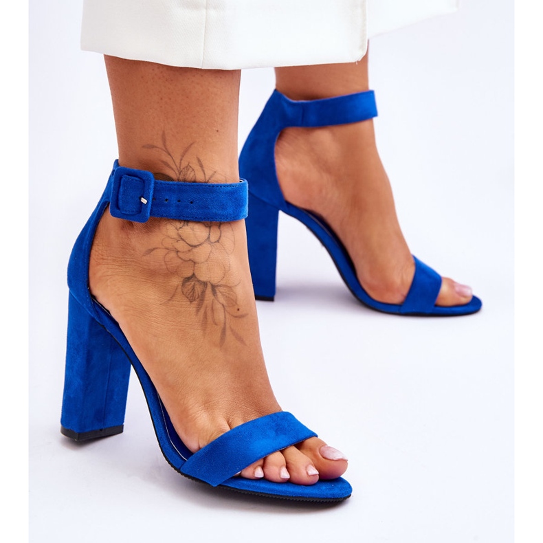 Sandali con tacco alto in pelle scamosciata Jacqueline blu scuro 2