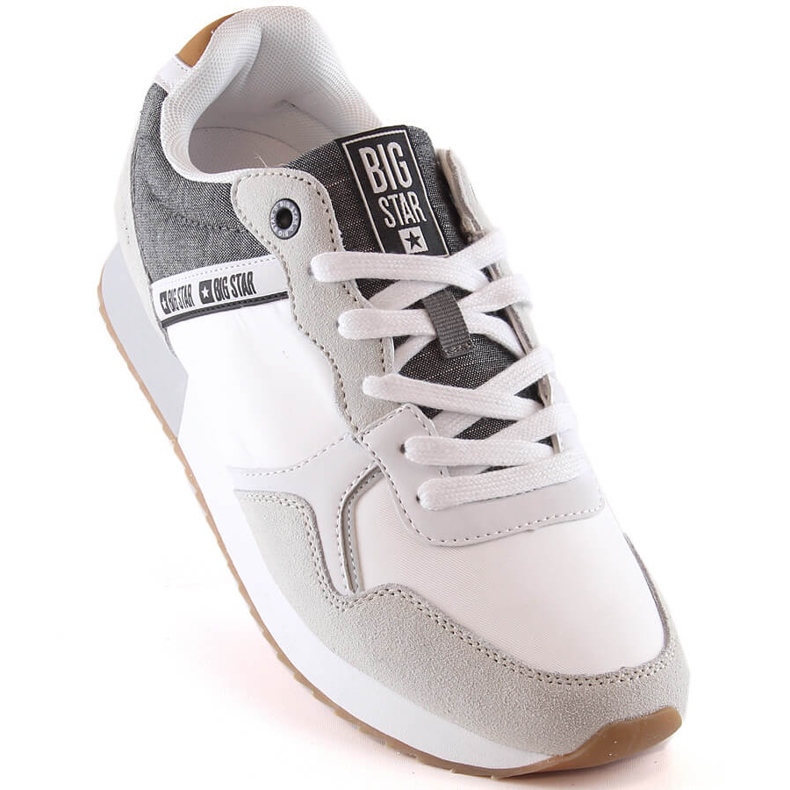 Scarpe sportive da uomo in pelle comode bianche Big Star JJ174144 bianca 1