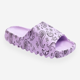 Pantofole da donna alla moda su una massiccia piattaforma viola Lorette 1