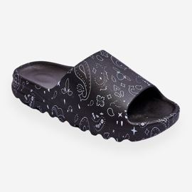 Pantofole da donna alla moda su una massiccia piattaforma nera Lorette nero 1