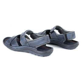 Olivier Sandali da uomo in pelle 336GT blu navy 3