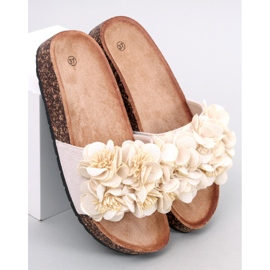 BM Pantofole in sughero con fiori Brice Beige 1