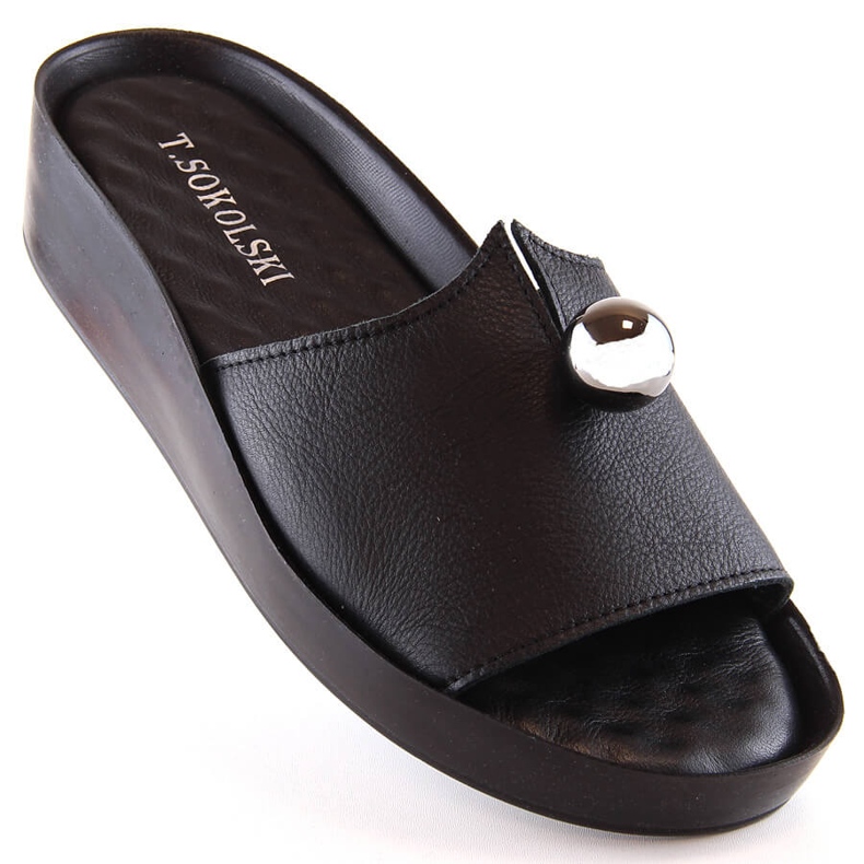 Pantofole da donna in pelle nera T.Sokolski L22-312 nero 1