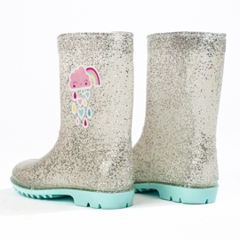 Galosce d'argento Shelovet da bambina con brillantini 1