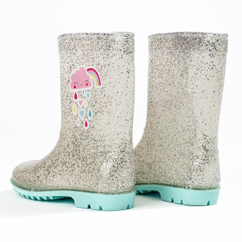 Galosce d'argento Shelovet da bambina con brillantini 1