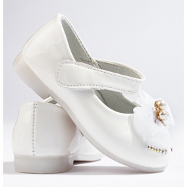 Ballerine da bambina con fiocco Vinceza bianco 1