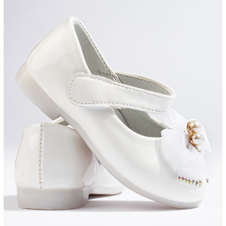 Ballerine da bambina con fiocco Vinceza bianco 1