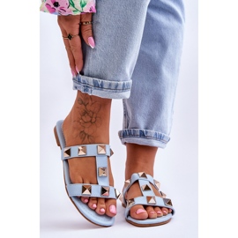 Pantofole Donna Mercure Blu Con Borchie Grandi 1