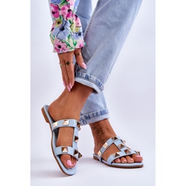 Pantofole Donna Mercure Blu Con Borchie Grandi 2