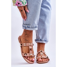 Pantofole da donna Nude Mercure con borchie grandi rosa 1